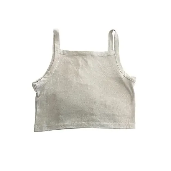 Zenana Cropped Tank Womens Size Small Ribbed Square Neck Button - Picture 2 of 4